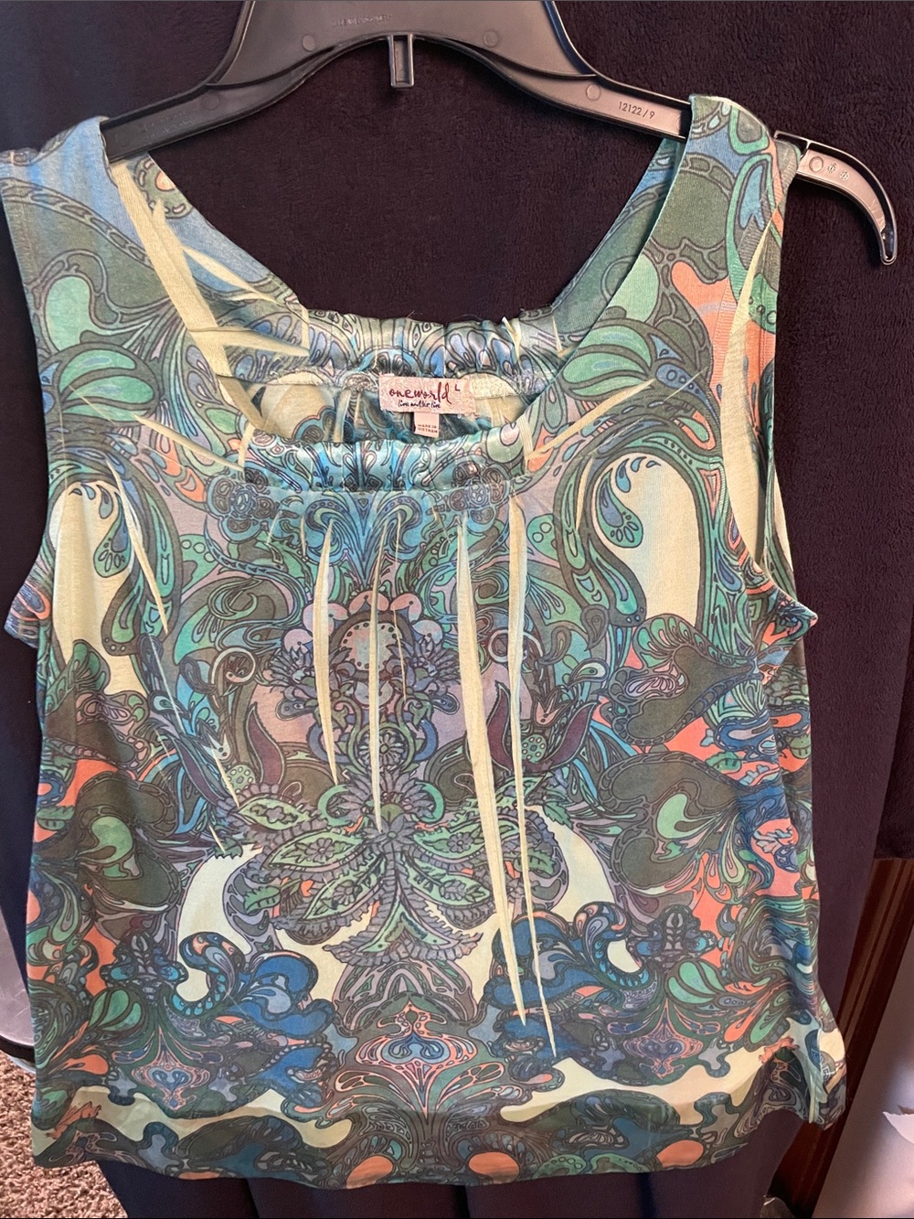 ONE WORLD Multicolor Paisley-Print Sleeveless Tank